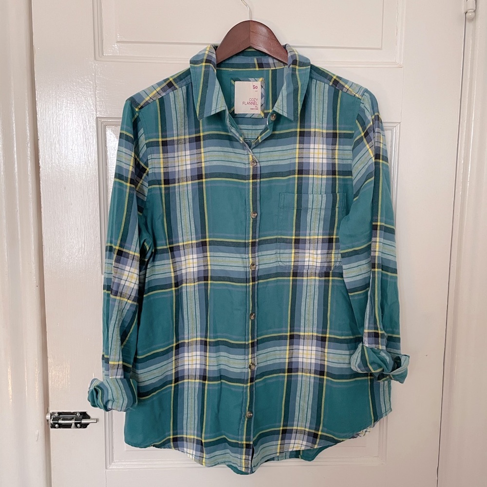 Womens So Button Front Flannel